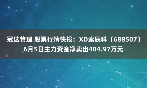 冠达管理 股票行情快报：XD索辰科（688507）6月5日主力资金净卖出404.97万元