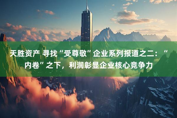 天胜资产 寻找“受尊敬”企业系列报道之二：“内卷”之下，利润彰显企业核心竞争力